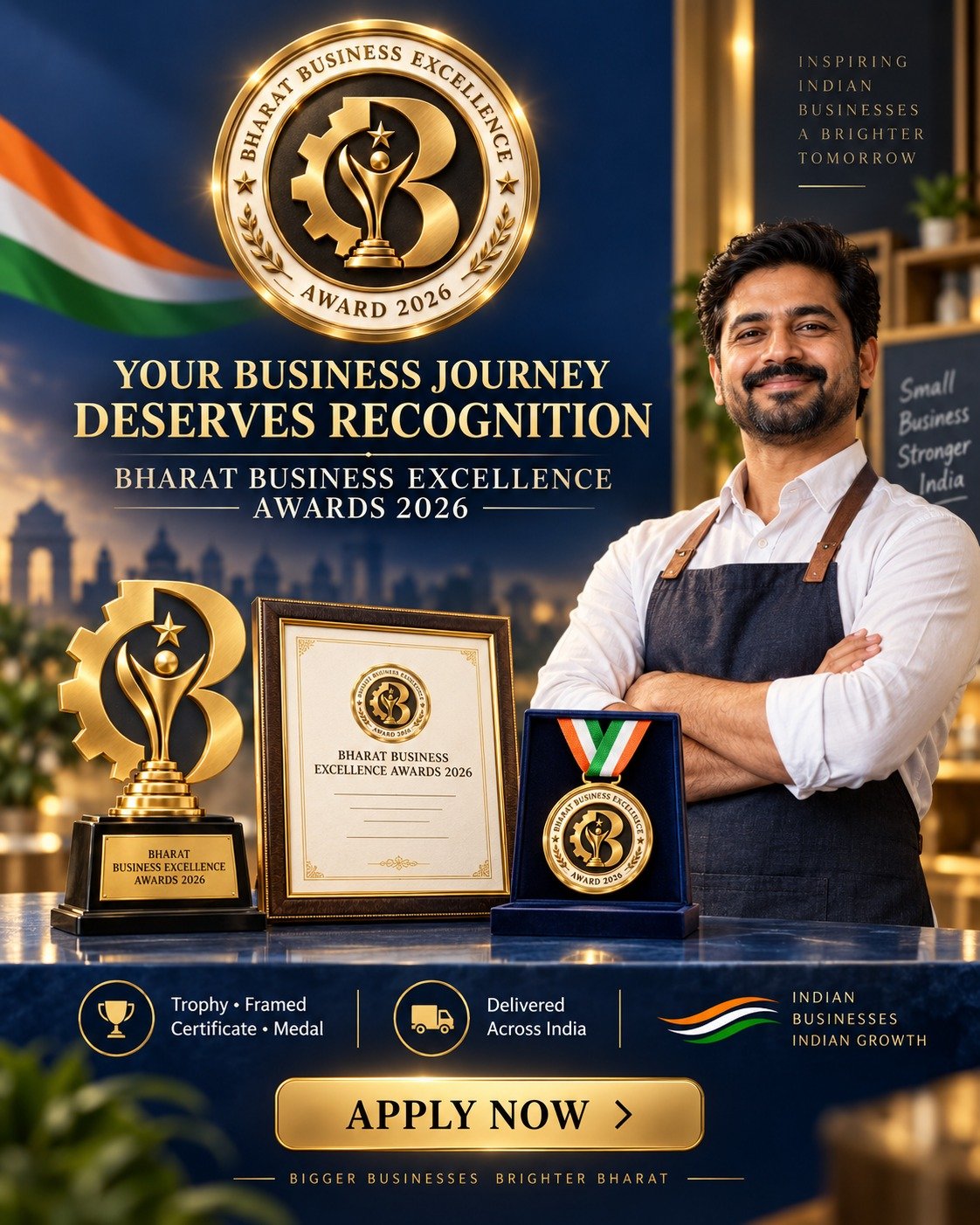 Bharat Business Excellence Awards trophy and recognition